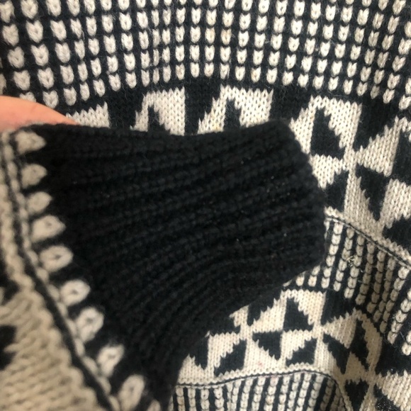 Vintage Britches Black and White Geometric Wool Knit Crewneck Sweater Large - Picture 7 of 11